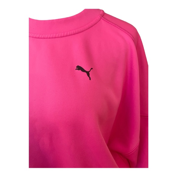 Puma hot pink cropped pullover sweatshirt with zipper detail SZ M workout lounge - Picture 4 of 6